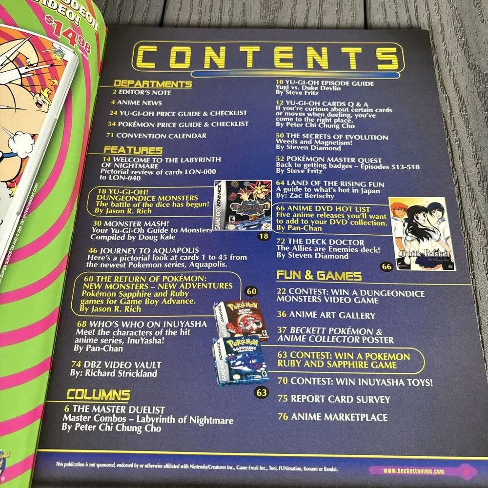 Beckett Pokemon & Anime Collector Magazine May 2003 Issue 45 w/Poster intact